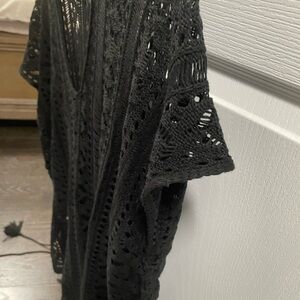 Black Crochet Knit Top